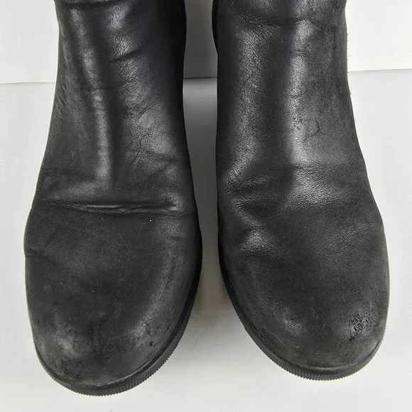 Sorel Women's Joan Of Arctic Black Leather Wedge Zip Bootie Waterproof Size 10
