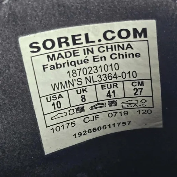Sorel Women's Joan Of Arctic Black Leather Wedge Zip Bootie Waterproof Size 10