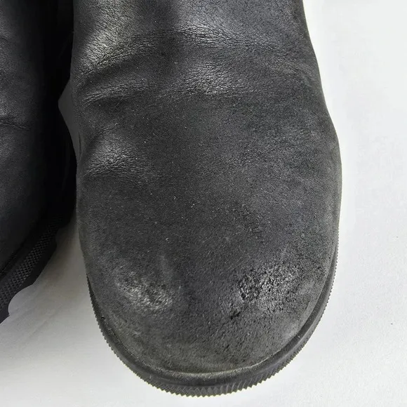 Sorel Women's Joan Of Arctic Black Leather Wedge Zip Bootie Waterproof Size 10