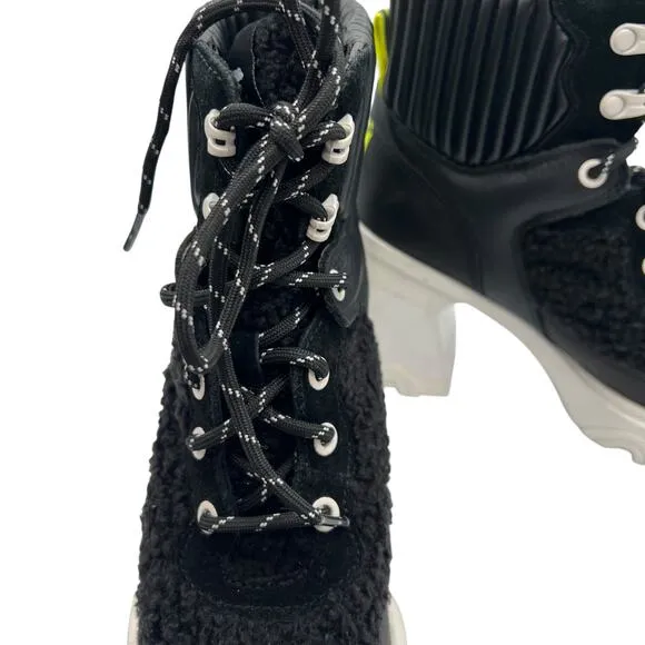 Sorel Womens Size 6.5 Waterproof Brex Heel Boots Black White Lace Up 4&quot; NWT