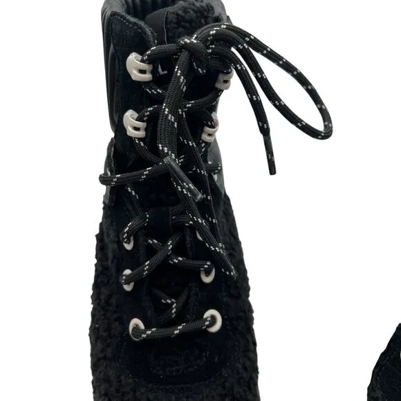 Sorel Womens Size 6.5 Waterproof Brex Heel Boots Black White Lace Up 4&quot; NWT