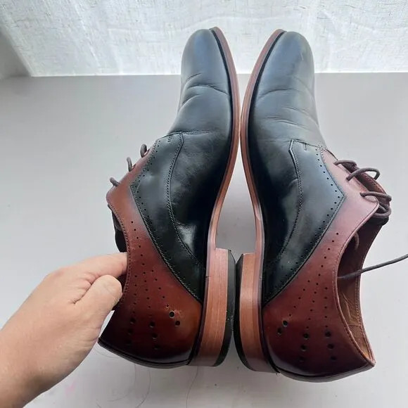 Stacy‎ Adams Men's 9 Shoes Black Brown Leather Plain Toe Savion 25177