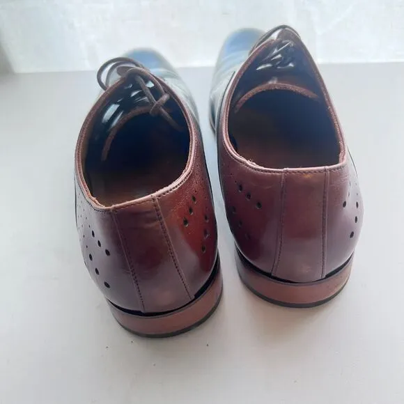 Stacy‎ Adams Men's 9 Shoes Black Brown Leather Plain Toe Savion 25177