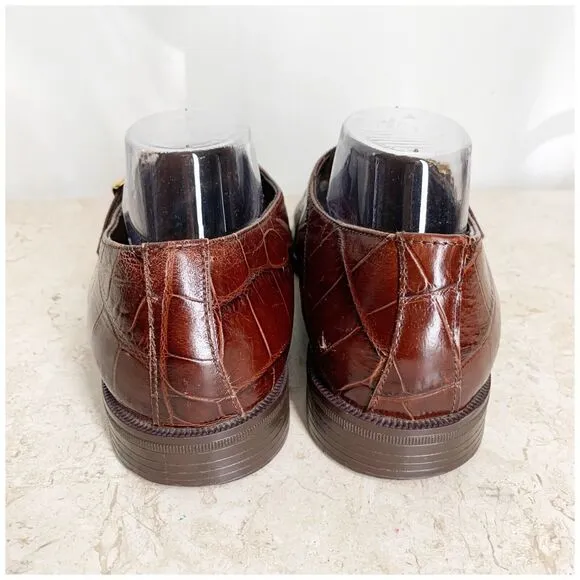 Stacy Adams Monk Strap Mens Dress Shoes Size 9 Genuine Snakeskin Brown Leather