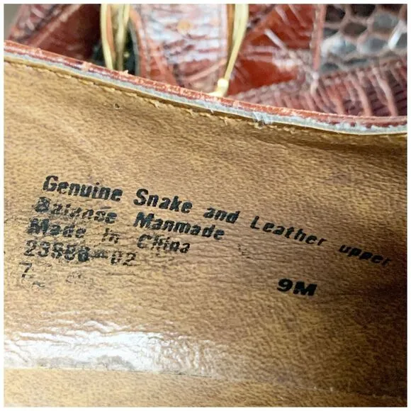 Stacy Adams Monk Strap Mens Dress Shoes Size 9 Genuine Snakeskin Brown Leather