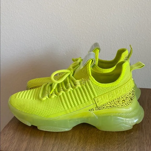 Steve Madden SM NY90 Maxima Neon Green Bling Sneakers, Women’s 10M