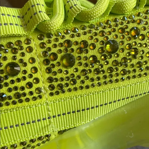 Steve Madden SM NY90 Maxima Neon Green Bling Sneakers, Women’s 10M