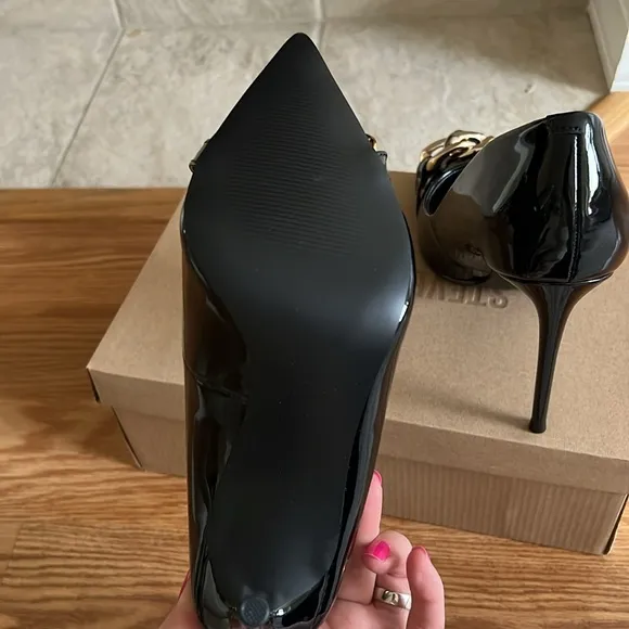 Steve Madden Vitality pointed heeled shoes with chain detail in black