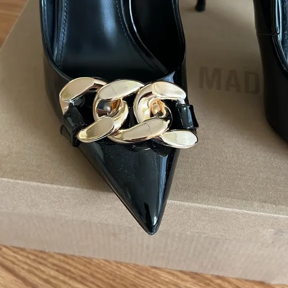 Steve Madden Vitality pointed heeled shoes with chain detail in black