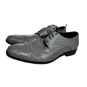 Steven Land Men's Gray Solid Oxford Leather Shoes Size 13