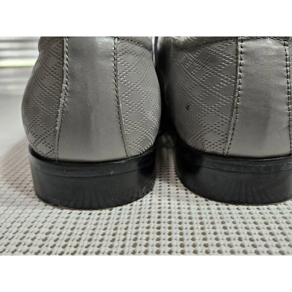 Steven Land Men's Gray Solid Oxford Leather Shoes Size 13