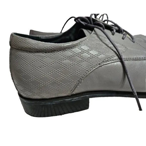 Steven Land Men's Gray Solid Oxford Leather Shoes Size 13