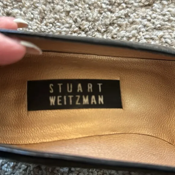 Stuart Weitzman Black Patent Leather Croc Print Heels size 39