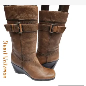Stuart‎ Weitzman leather Sculpted heel leather boots 8.5