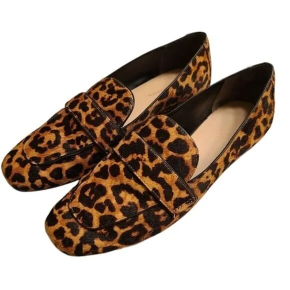 Stuart Weitzman Marlon Leopard Print Loafer Shoes 7
