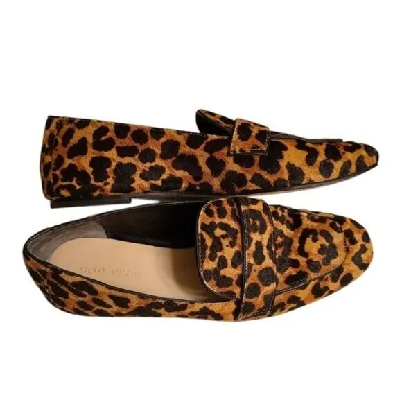 Stuart Weitzman Marlon Leopard Print Loafer Shoes 7