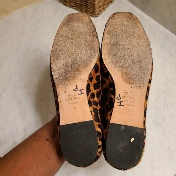 Stuart Weitzman Marlon Leopard Print Loafer Shoes 7