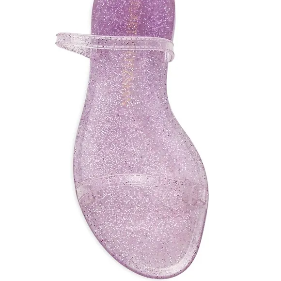 Stuart Weitzman Sawyer Pink Glitter Jelly Slides Summer Flat Sandals Mules 7