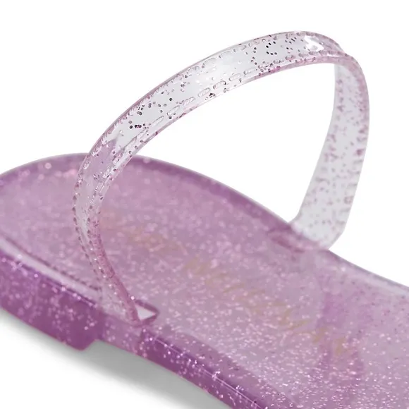 Stuart Weitzman Sawyer Pink Glitter Jelly Slides Summer Flat Sandals Mules 7
