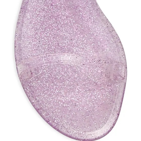 Stuart Weitzman Sawyer Pink Glitter Jelly Slides Summer Flat Sandals Mules 7