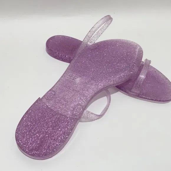 Stuart Weitzman Sawyer Pink Glitter Jelly Slides Summer Flat Sandals Mules 7