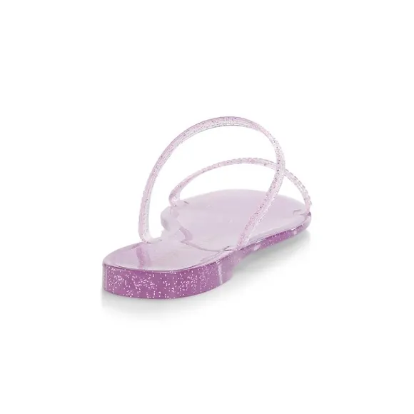 Stuart Weitzman Sawyer Pink Glitter Jelly Slides Summer Flat Sandals Mules 7