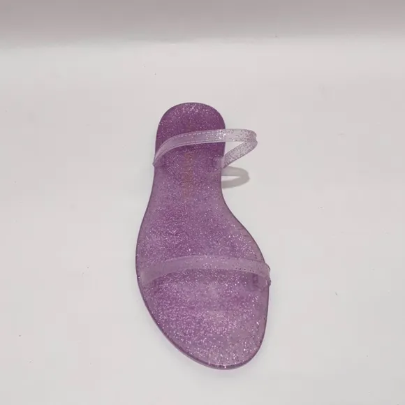 Stuart Weitzman Sawyer Pink Glitter Jelly Slides Summer Flat Sandals Mules 7
