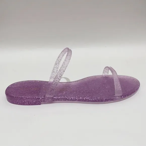 Stuart Weitzman Sawyer Pink Glitter Jelly Slides Summer Flat Sandals Mules 7