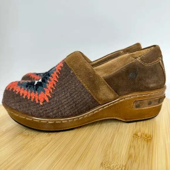 Sundance Catalog Born Bailie Clog Shoes Southwestern Cowichan Blanket Motif