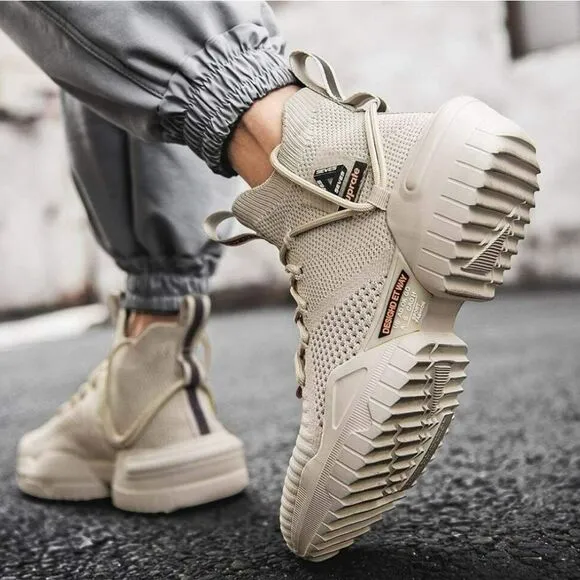 Suprate Men's European Beige Trainers Running Athletic Platform Sneakers sz 39