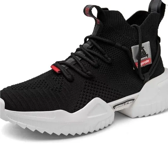 Suprate Men's European Black Trainers Running Athletic Platform Sneakers size 41