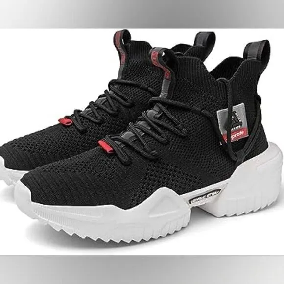 Suprate Men's European Black Trainers Running Athletic Platform Sneakers size 41