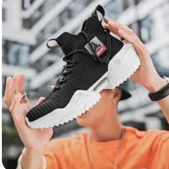 Suprate Men's European Black Trainers Running Athletic Platform Sneakers size 41
