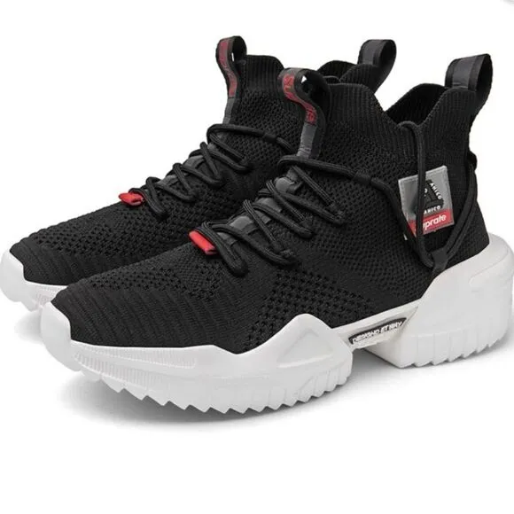 Suprate Men's European Black Trainers Running Athletic Platform Sneakers size 41