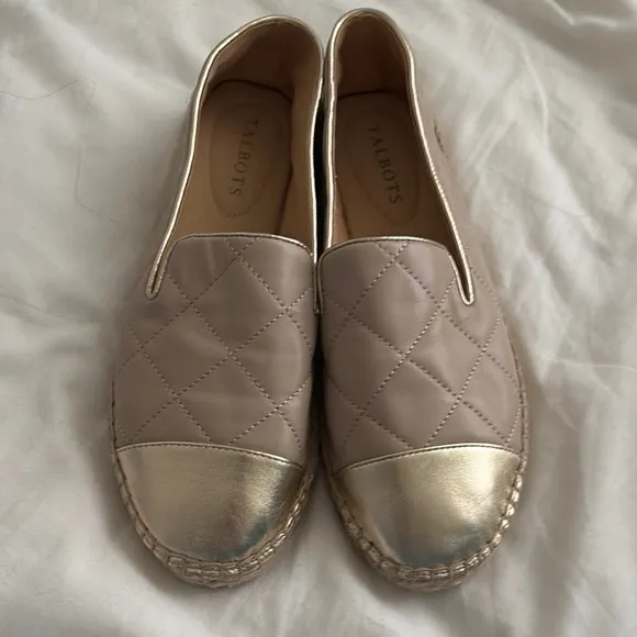 Talbots Women's Quilted Slip-On Shoes - Gold and Tan