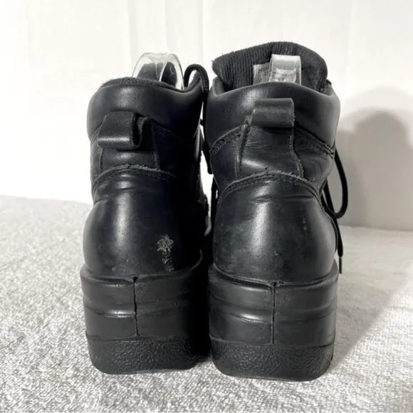 Terra Black Leather Lace Up Oil &amp; Acid Resistant Protective Ankle Boots 8.5