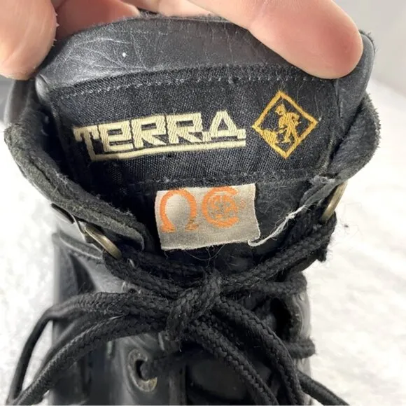 Terra Black Leather Lace Up Oil &amp; Acid Resistant Protective Ankle Boots 8.5