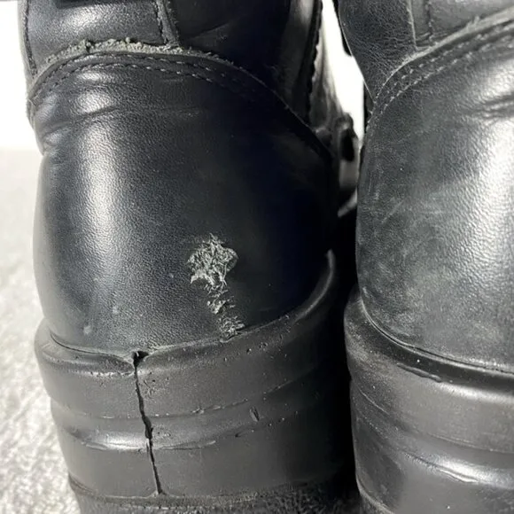 Terra Black Leather Lace Up Oil &amp; Acid Resistant Protective Ankle Boots 8.5