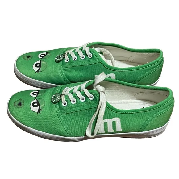 The Bradford Exchange Womens Official M&amp;M Sneakers Shoes Size 9.5 Low-Top Green