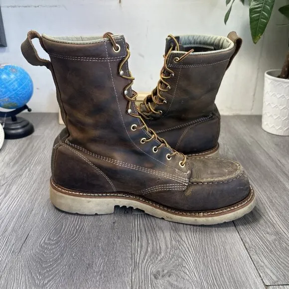 Thorogood 804-4378 Men's Leather Steel Safety Moc Toe Boots Size 11 D