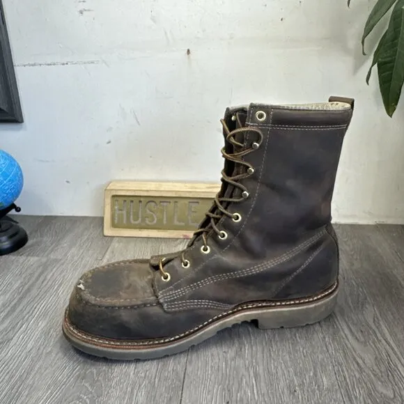 Thorogood 804-4378 Men's Leather Steel Safety Moc Toe Boots Size 12 EE