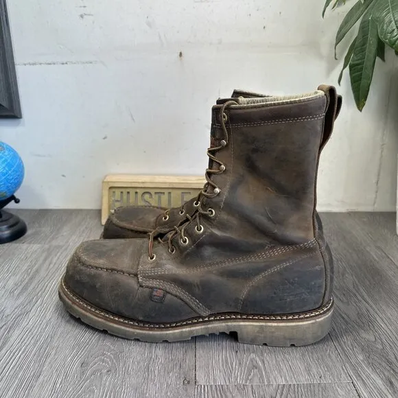 Thorogood 804-4378 Men's Leather Steel Safety Moc Toe Boots Size 12 EE