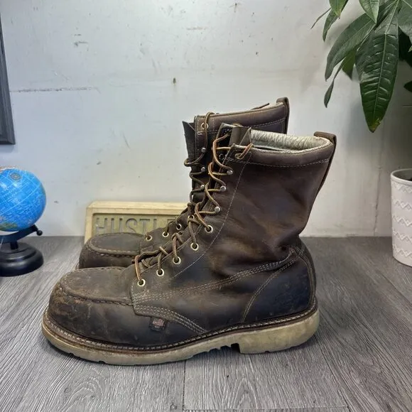 Thorogood 804-4378 Men's Leather Steel Safety Moc Toe Boots Size 12 EE