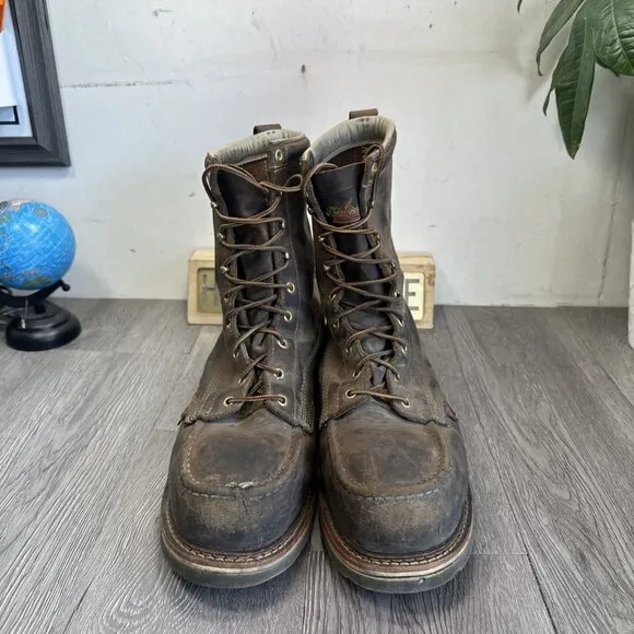 Thorogood 804-4378 Men's Leather Steel Safety Moc Toe Boots Size 12 EE