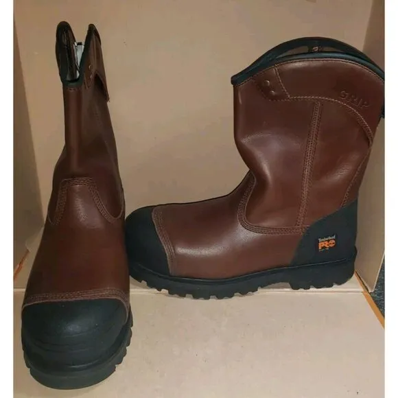 Timberland Pro 1152A Caprock Pull On Alloy Toe Puncture Boots Men's Sz 10W NWOB