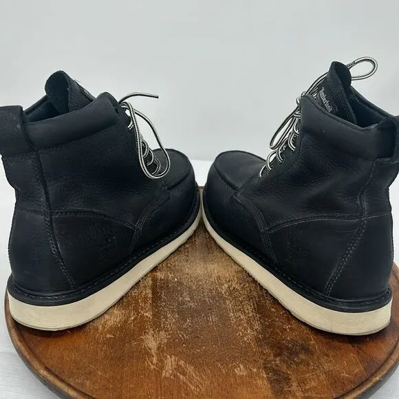 Timberland Pro Boots Mens 10 M Pro Wedge 6&quot; Soft Toe Black Leather Safety Work