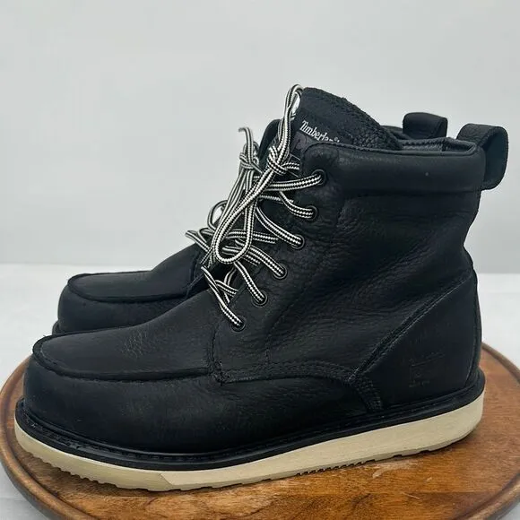 Timberland Pro Boots Mens 10 M Pro Wedge 6&quot; Soft Toe Black Leather Safety Work