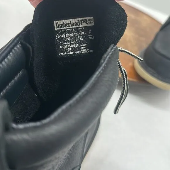 Timberland Pro Boots Mens 10 M Pro Wedge 6&quot; Soft Toe Black Leather Safety Work