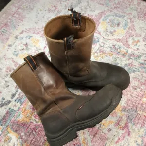 Timberland PRO PowerFit Work Boots – Brown/Black Pull-On – Size 13