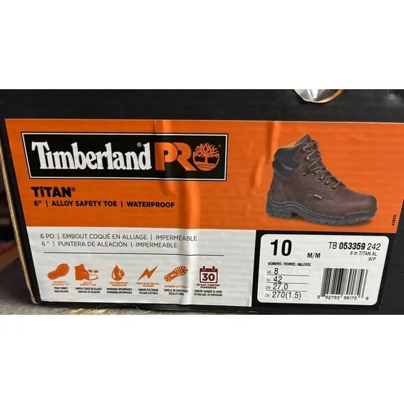 Timberland PRO TiTAN 6&quot; Alloy Safety Toe Waterproof Work Boots Women Size 10 NEW